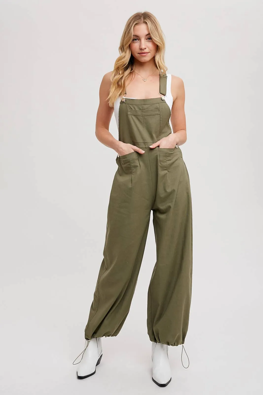 BLUIVY CARGO DRAWSTRING OVERALL JUMPSUIT