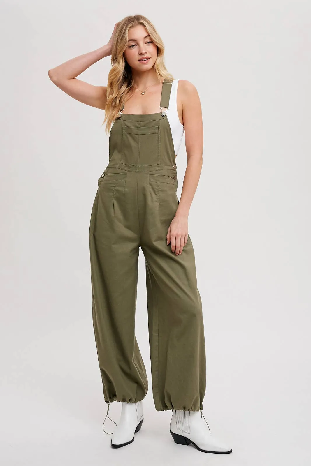 BLUIVY CARGO DRAWSTRING OVERALL JUMPSUIT