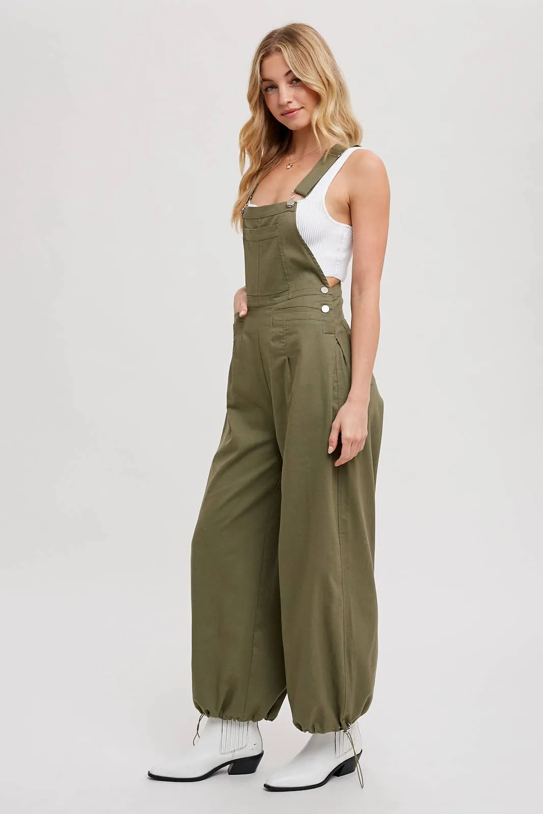 BLUIVY CARGO DRAWSTRING OVERALL JUMPSUIT