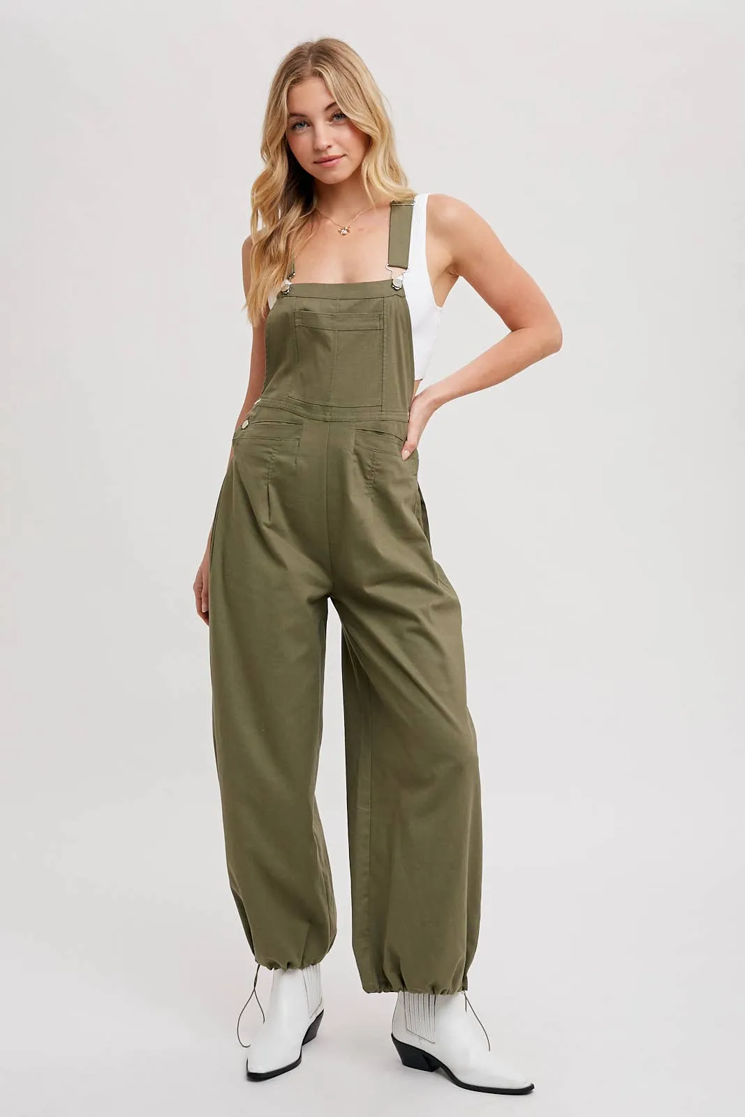 BLUIVY CARGO DRAWSTRING OVERALL JUMPSUIT