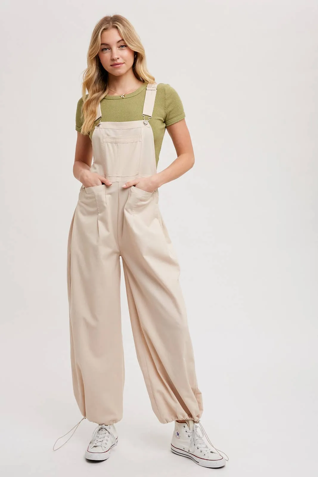 BLUIVY CARGO DRAWSTRING OVERALL JUMPSUIT