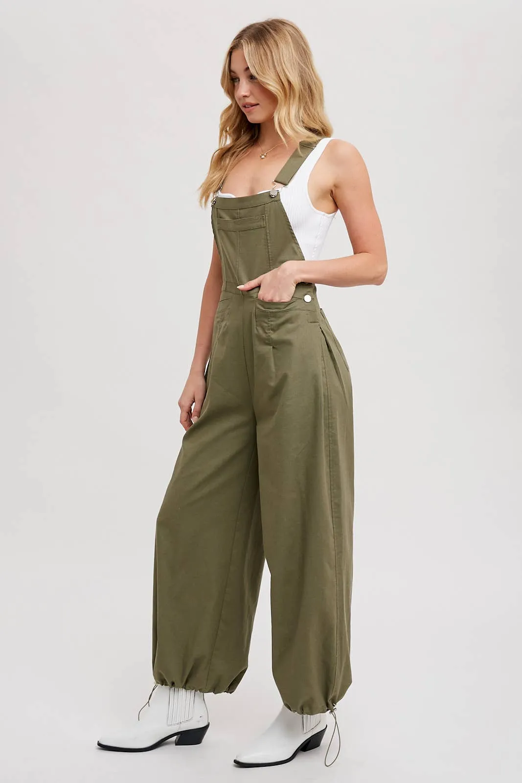 BLUIVY CARGO DRAWSTRING OVERALL JUMPSUIT