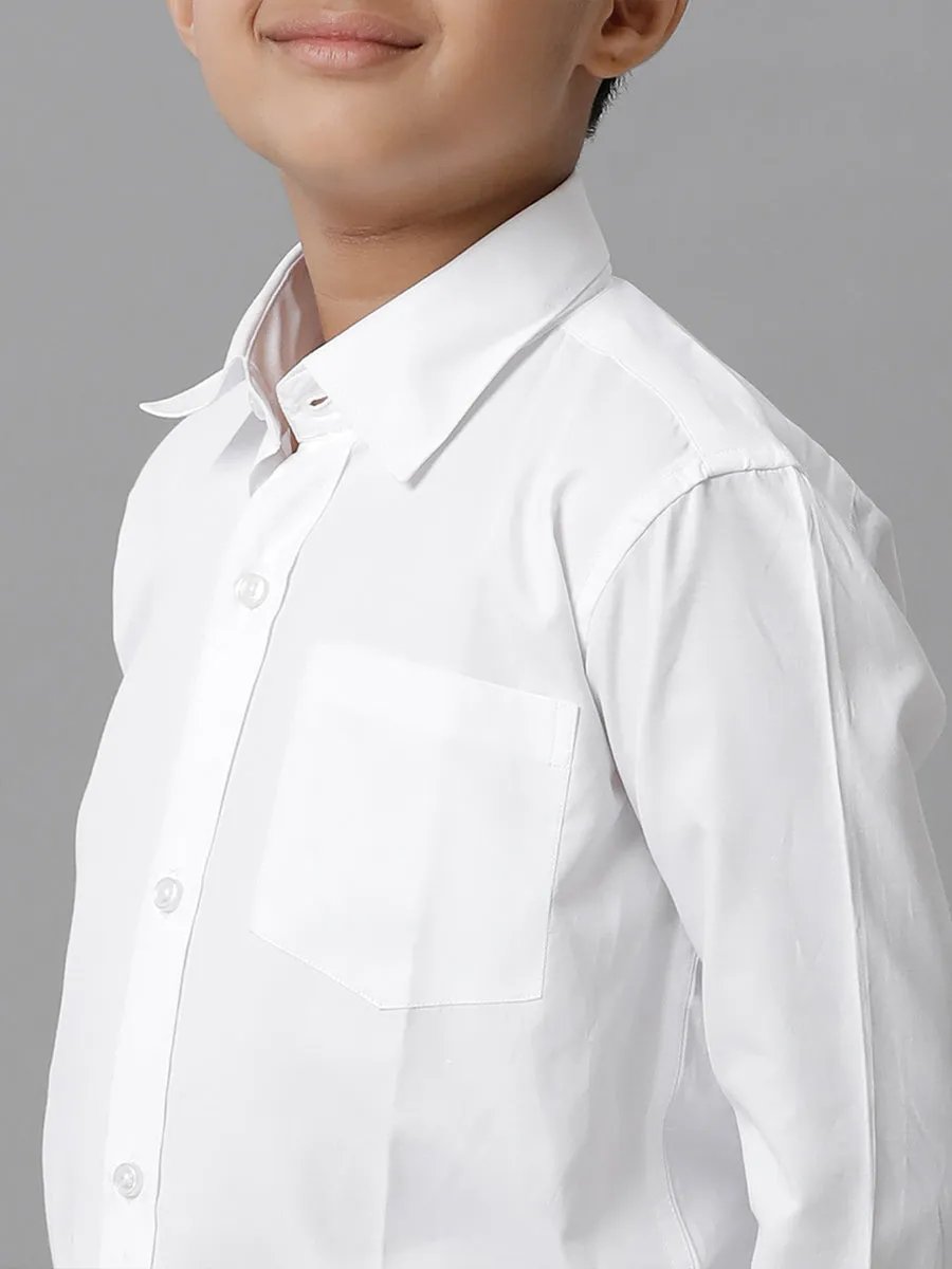 Boys Cotton Full Sleeves White Shirt