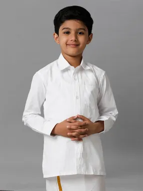 Boys Cotton Full Sleeves White Shirt