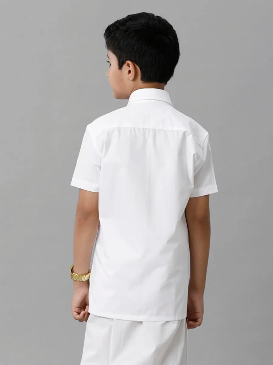 Boys Cotton Half Sleeves White Shirt