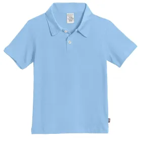 Boys Soft Cotton Jersey 2-Button Short Sleeve Polo Shirt | Bright Light Blue