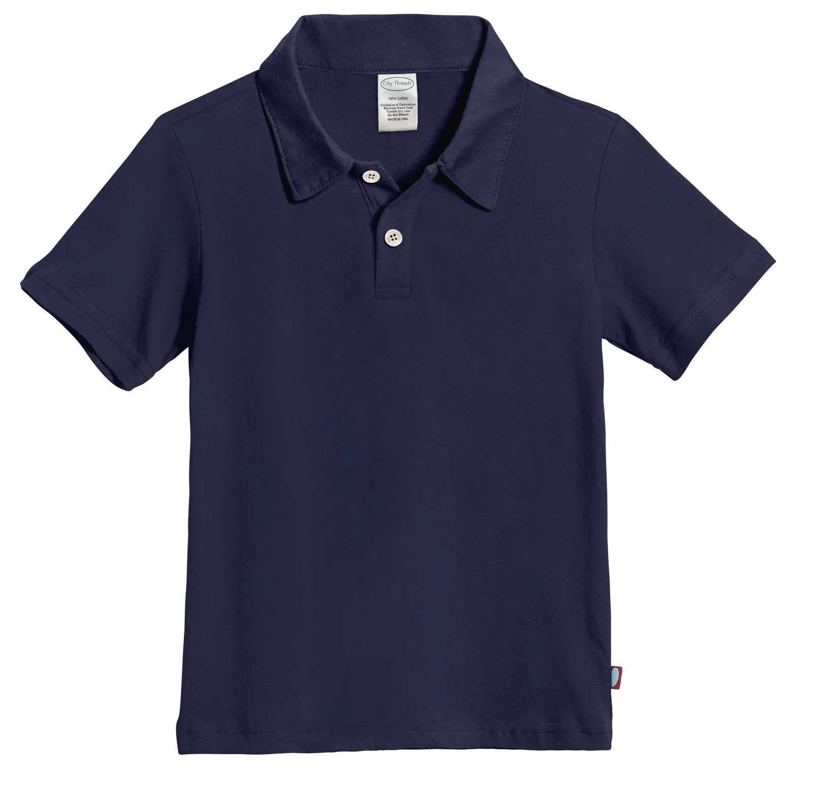 Boys Soft Cotton Jersey 2-Button Short Sleeve Polo Shirt | Dark Navy