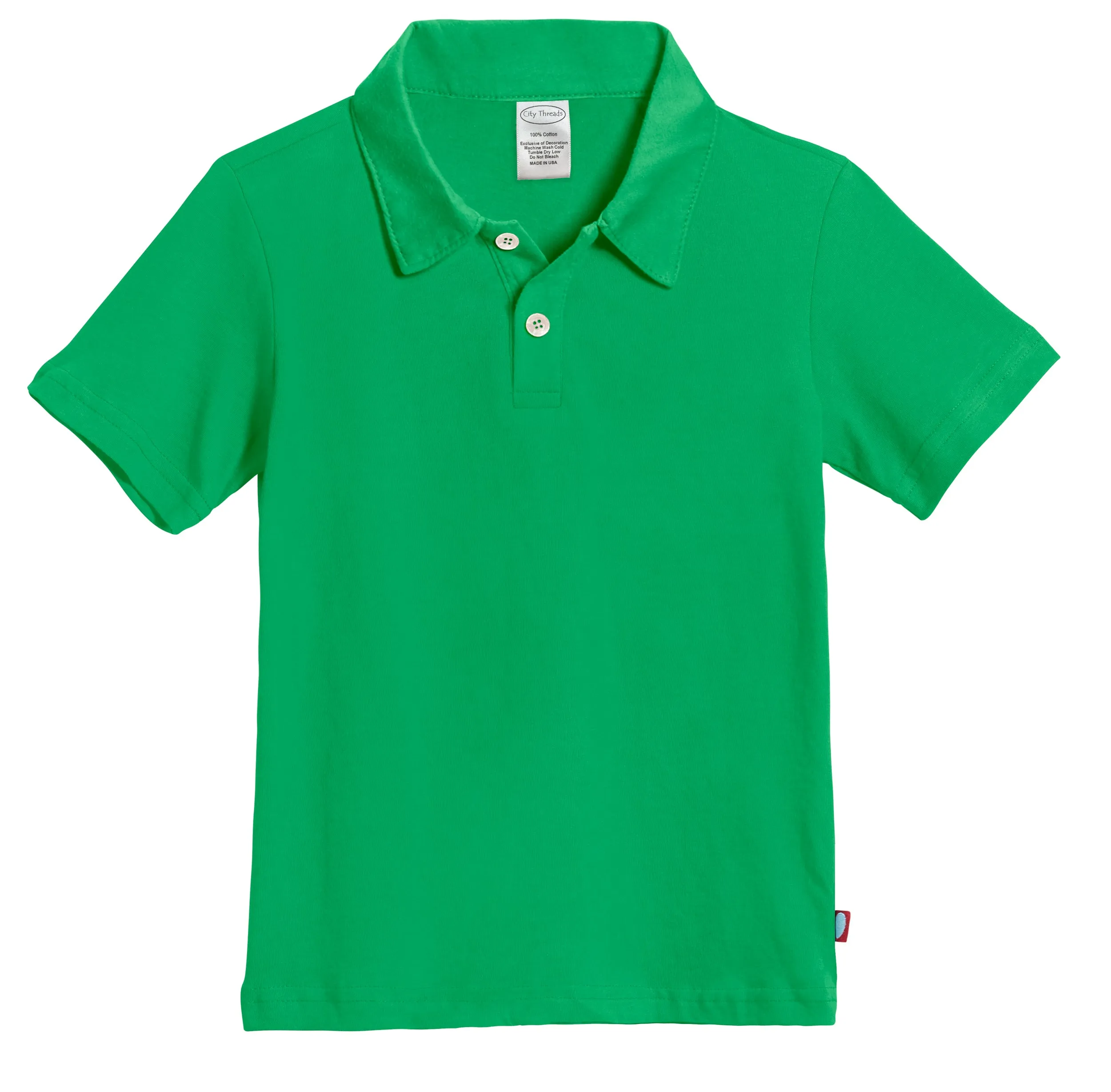 Boys Soft Cotton Jersey 2-Button Short Sleeve Polo Shirt | Elf