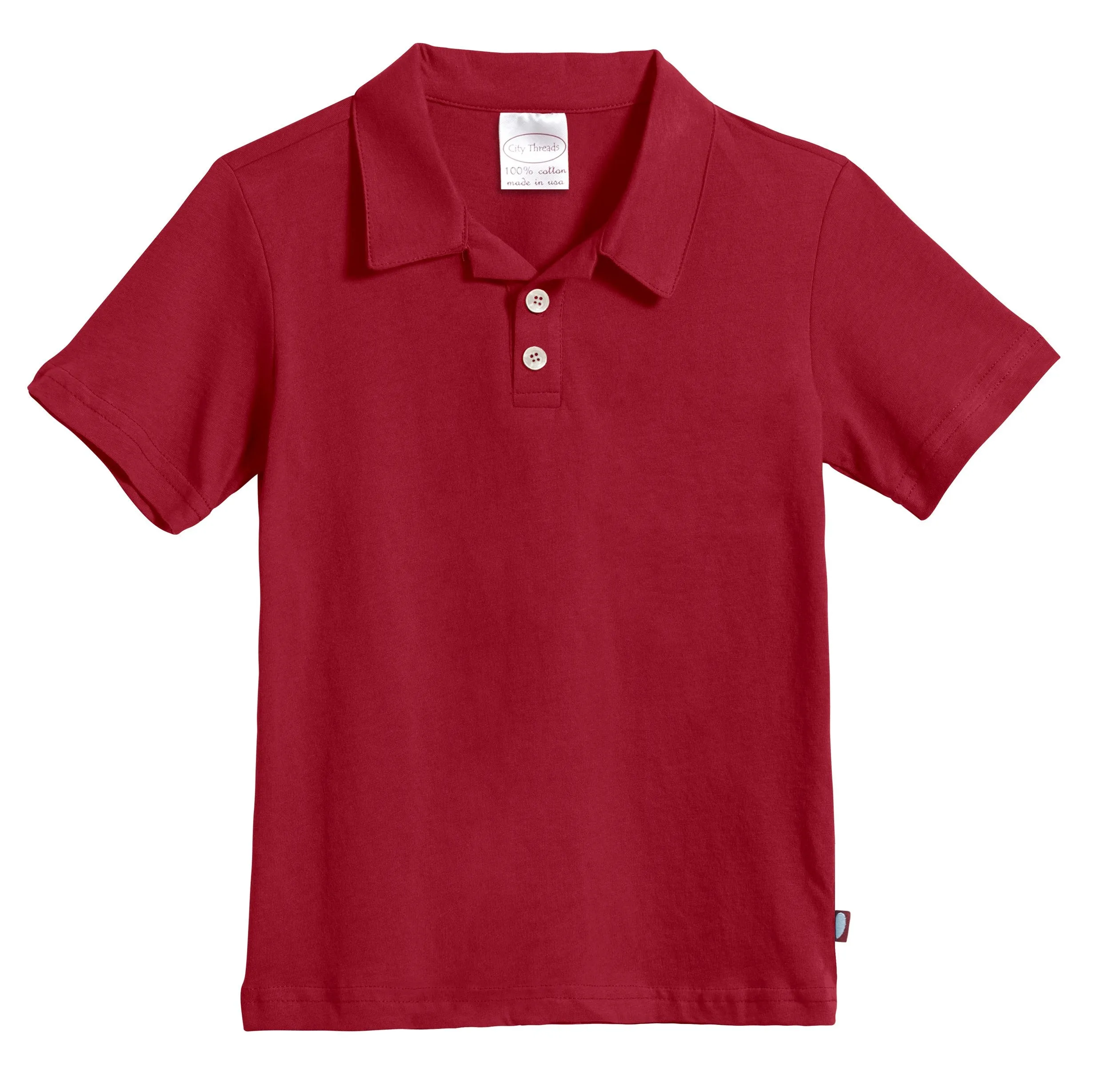 Boys Soft Cotton Jersey 2-Button Short Sleeve Polo Shirt | Red