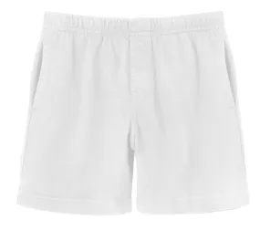 Boys Soft Cotton UPF 50  Above-Knee Side Pocket Shorts | White