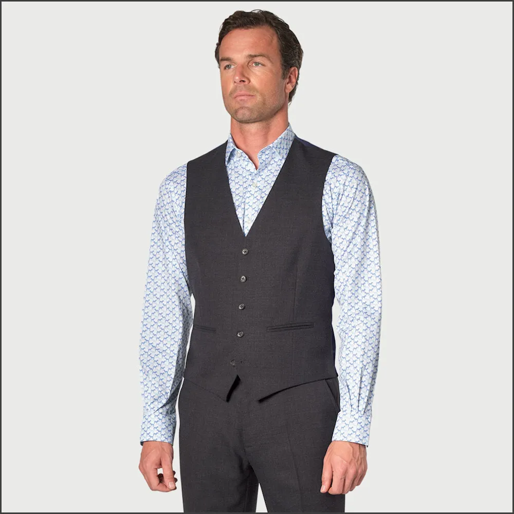 Brook Taverner Wells Wool Blend Charcoal Suit - Waistcoat Optional-