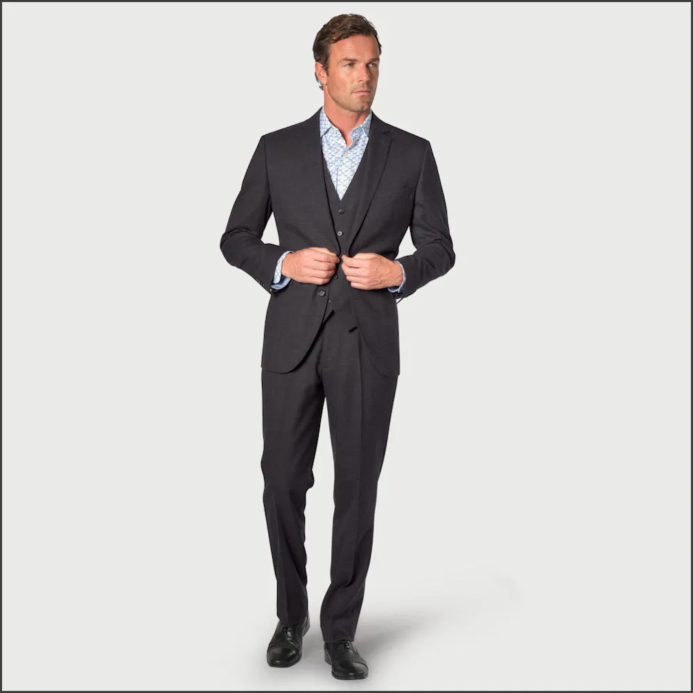 Brook Taverner Wells Wool Blend Charcoal Suit - Waistcoat Optional-