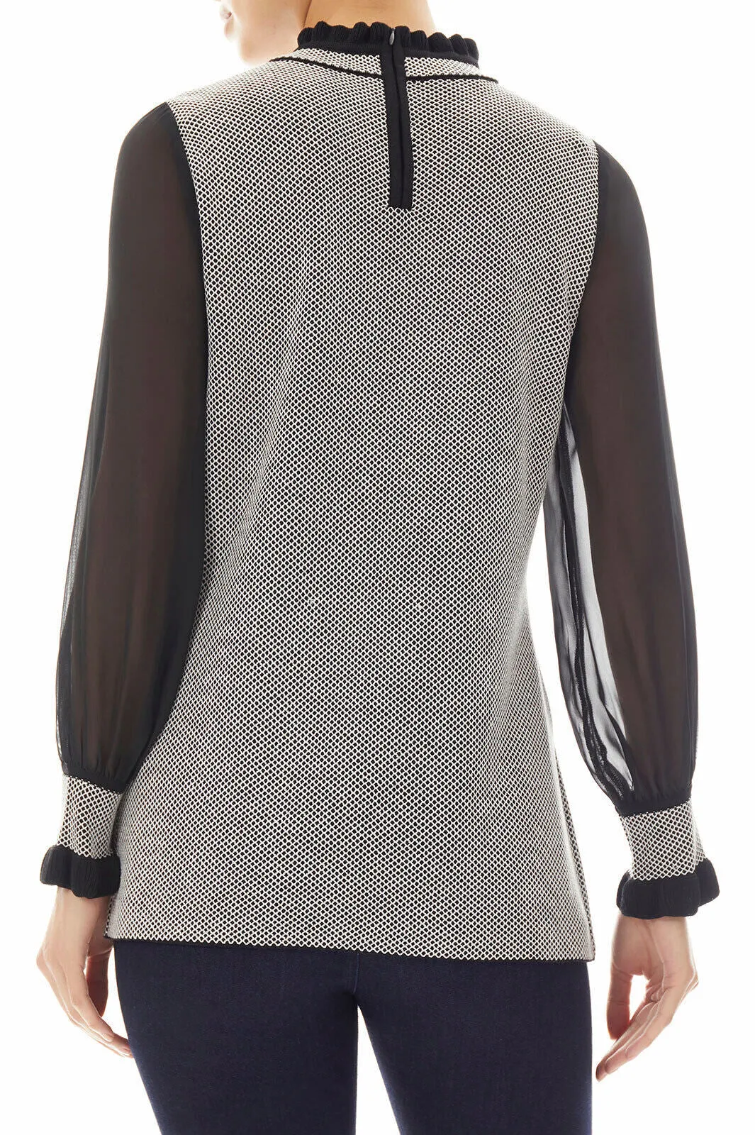 Chiffon Blouson Sleeve Soft Knit Tunic