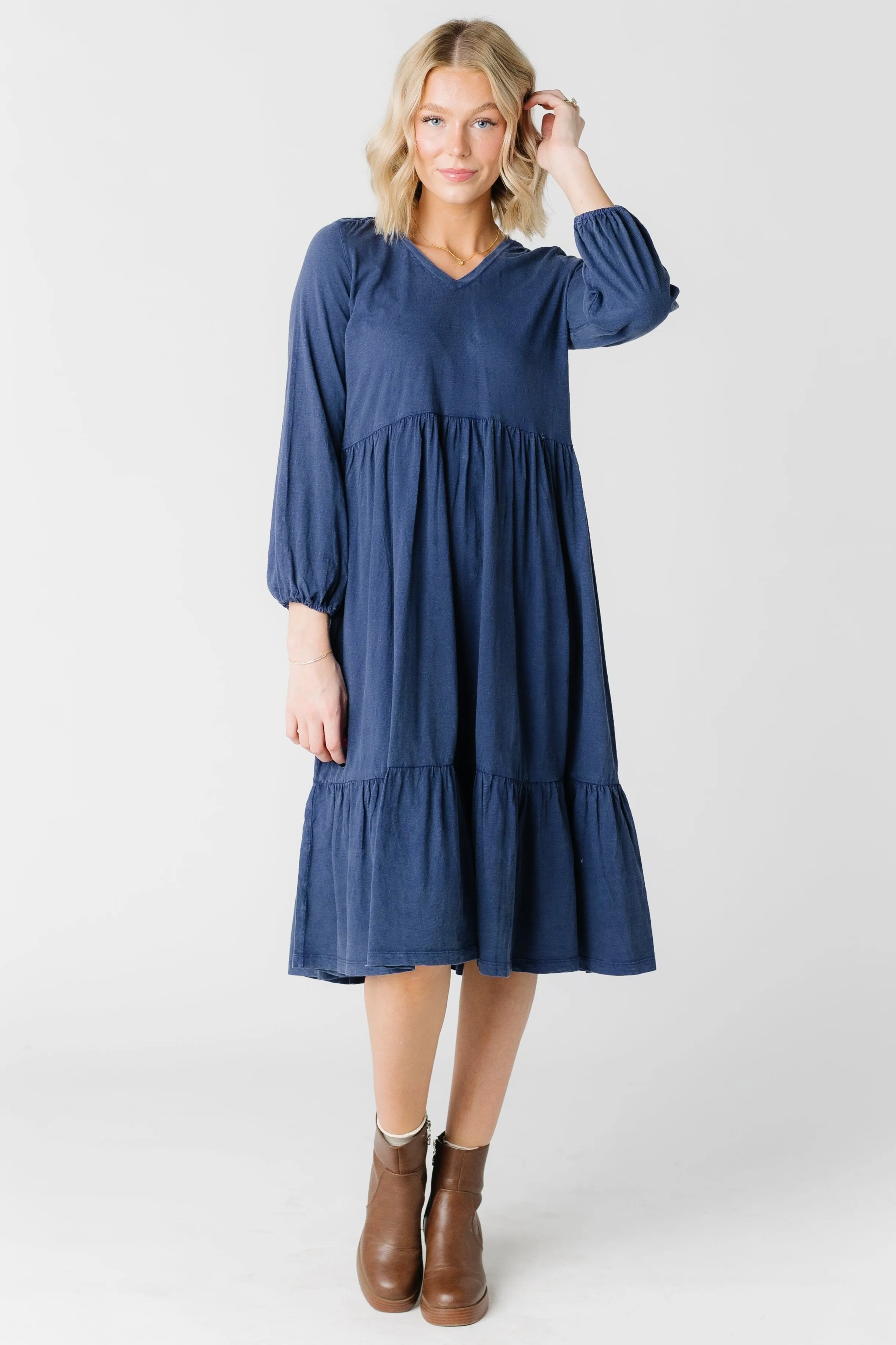 Citrus Acid Wash L/S Midi Dress