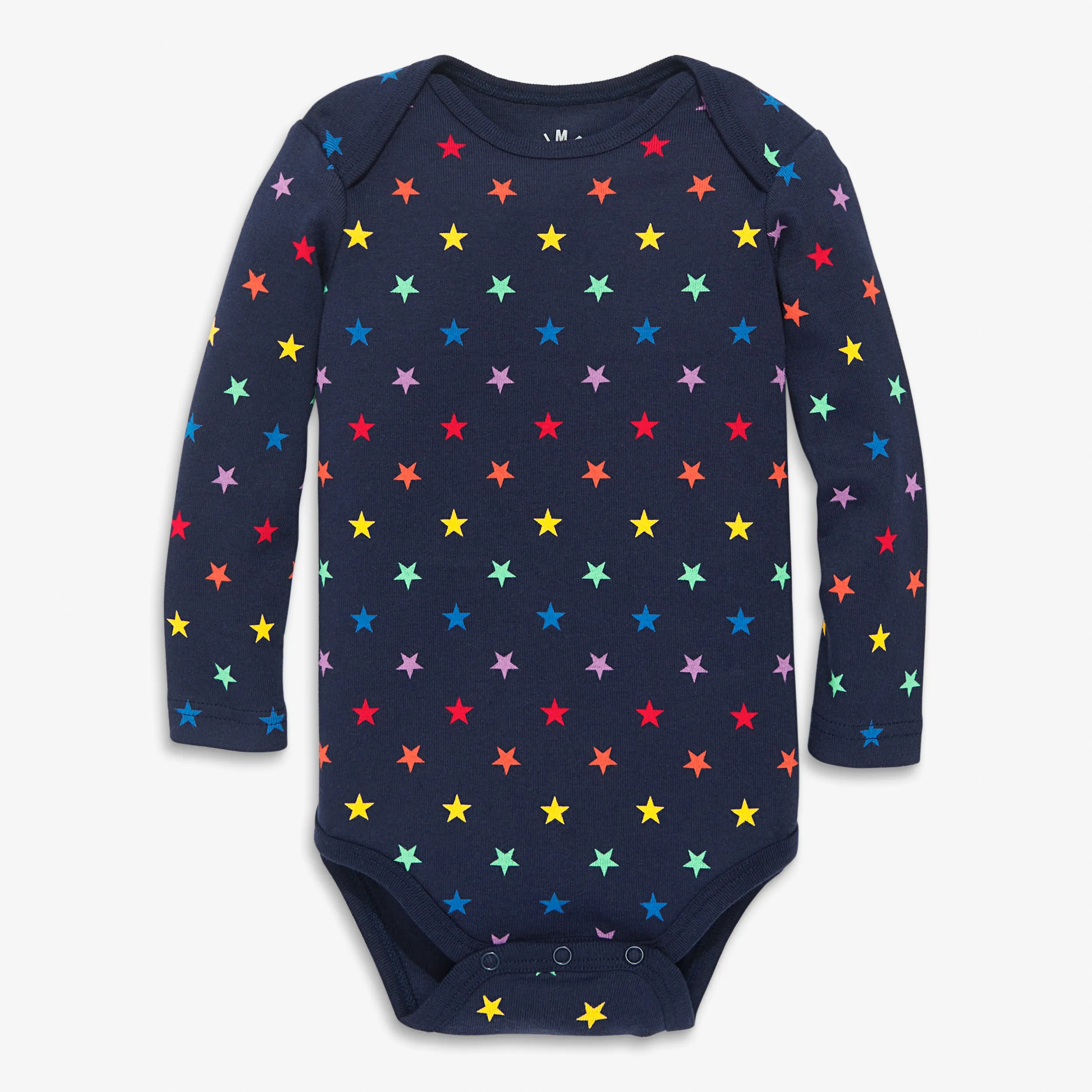 Clearance organic long sleeve babysuit in mini rainbow stars