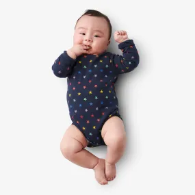 Clearance organic long sleeve babysuit in mini rainbow stars