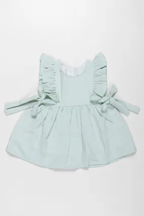 Cotton Frock with Geometric Patterns for Baby Girls - Frill-Trimmed Delight