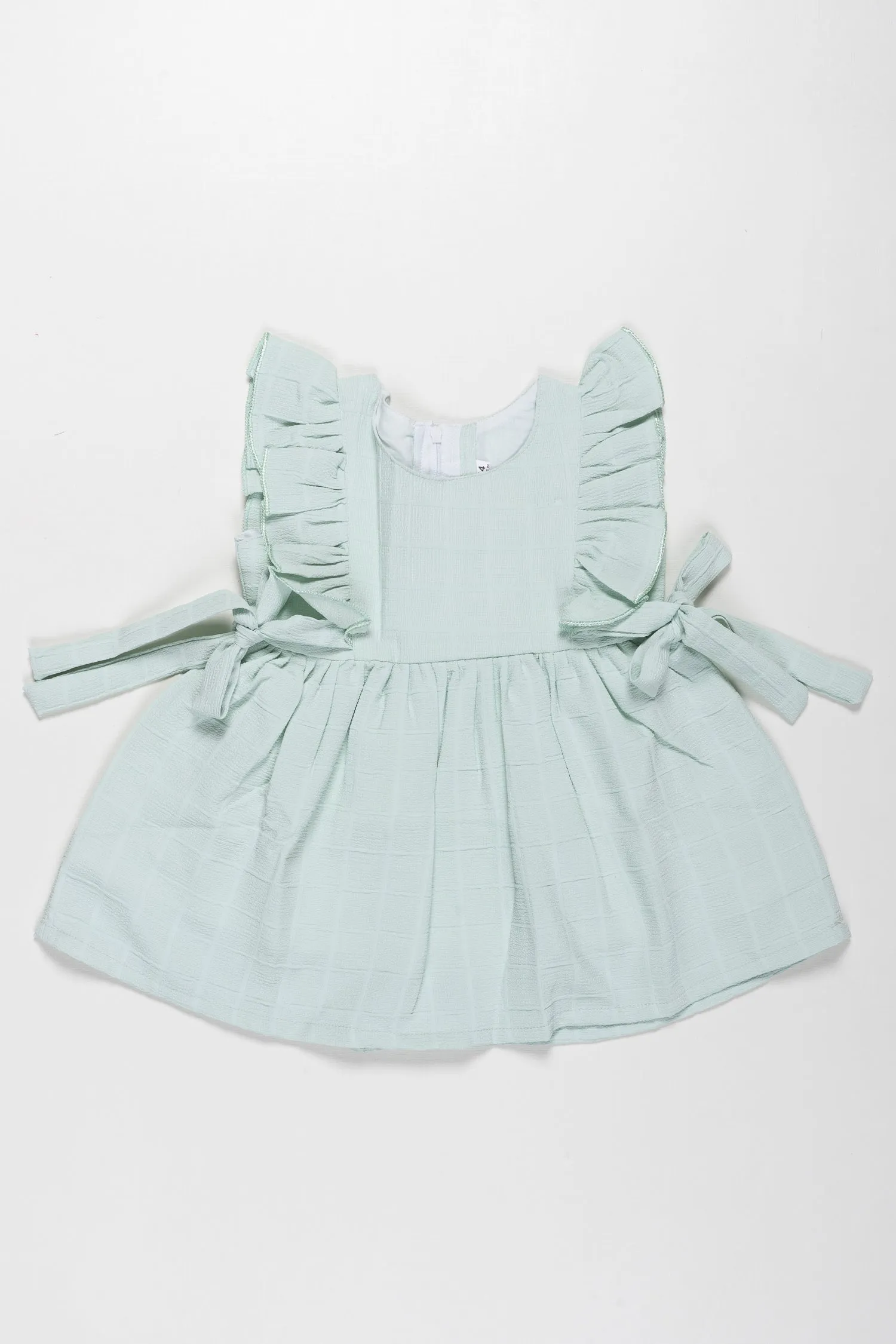 Cotton Frock with Geometric Patterns for Baby Girls - Frill-Trimmed Delight