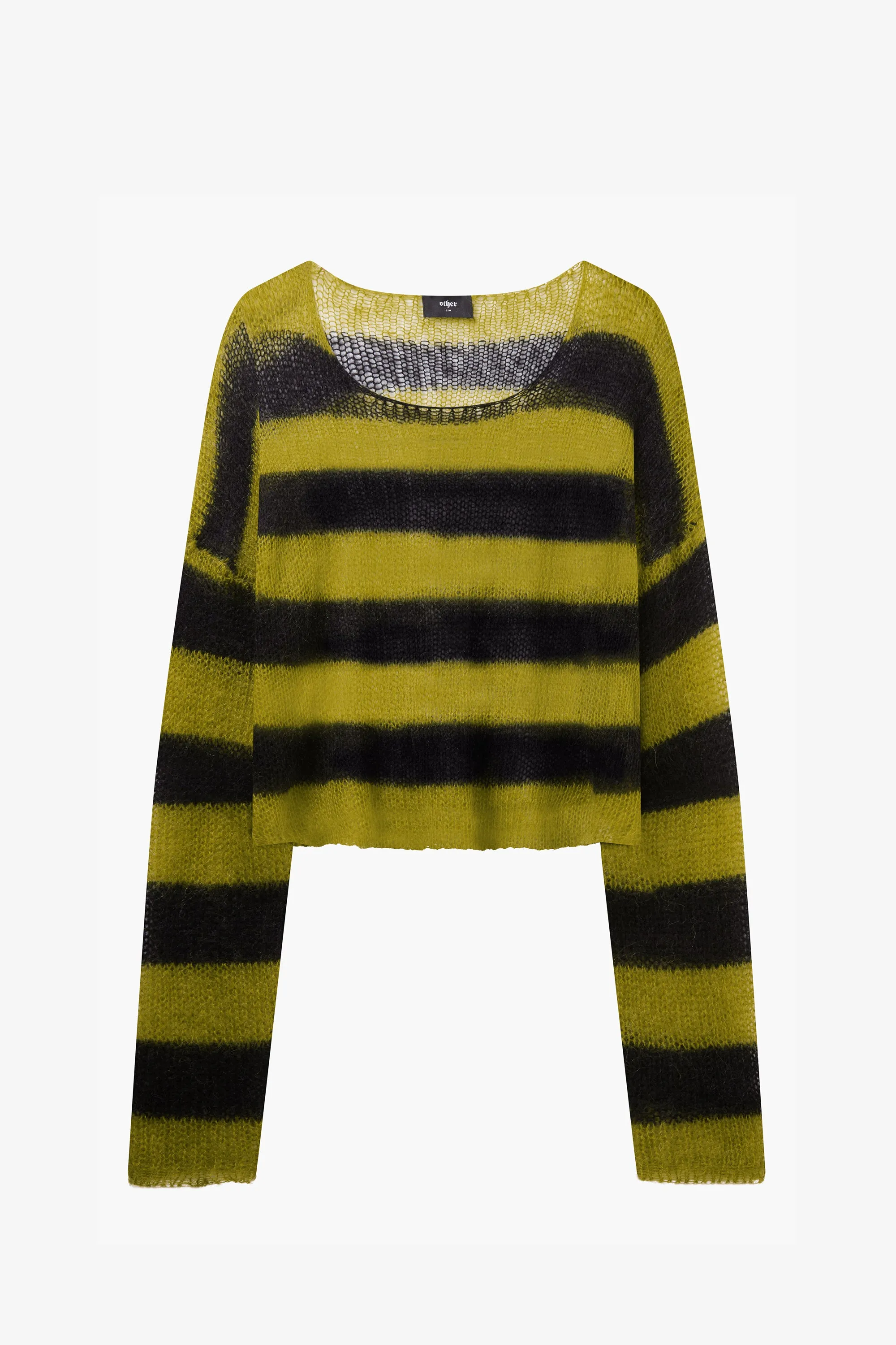 Cropped Navarro Jumper Grunge Stripe | Black & Green