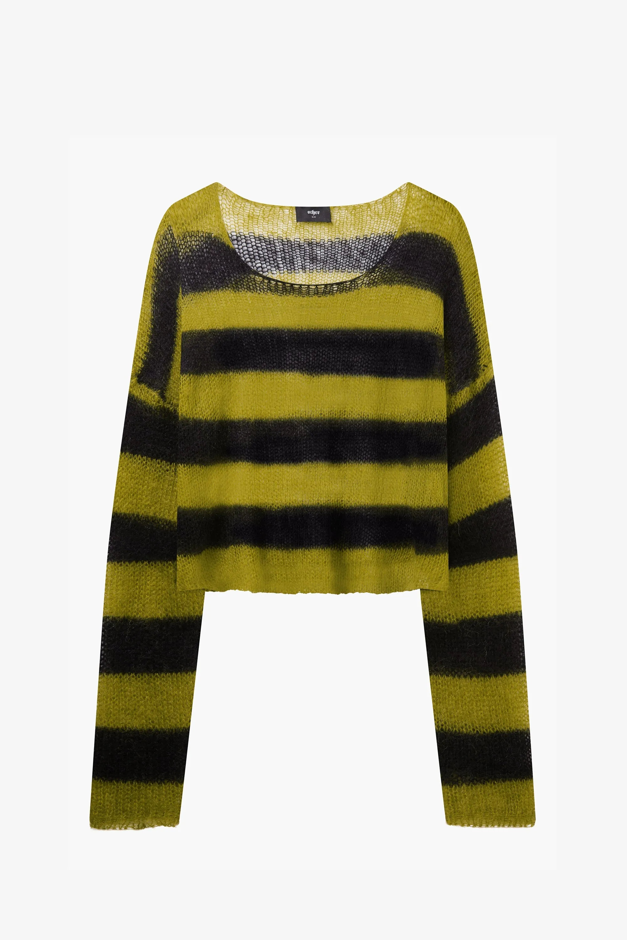 Cropped Navarro Jumper Grunge Stripe | Black & Green