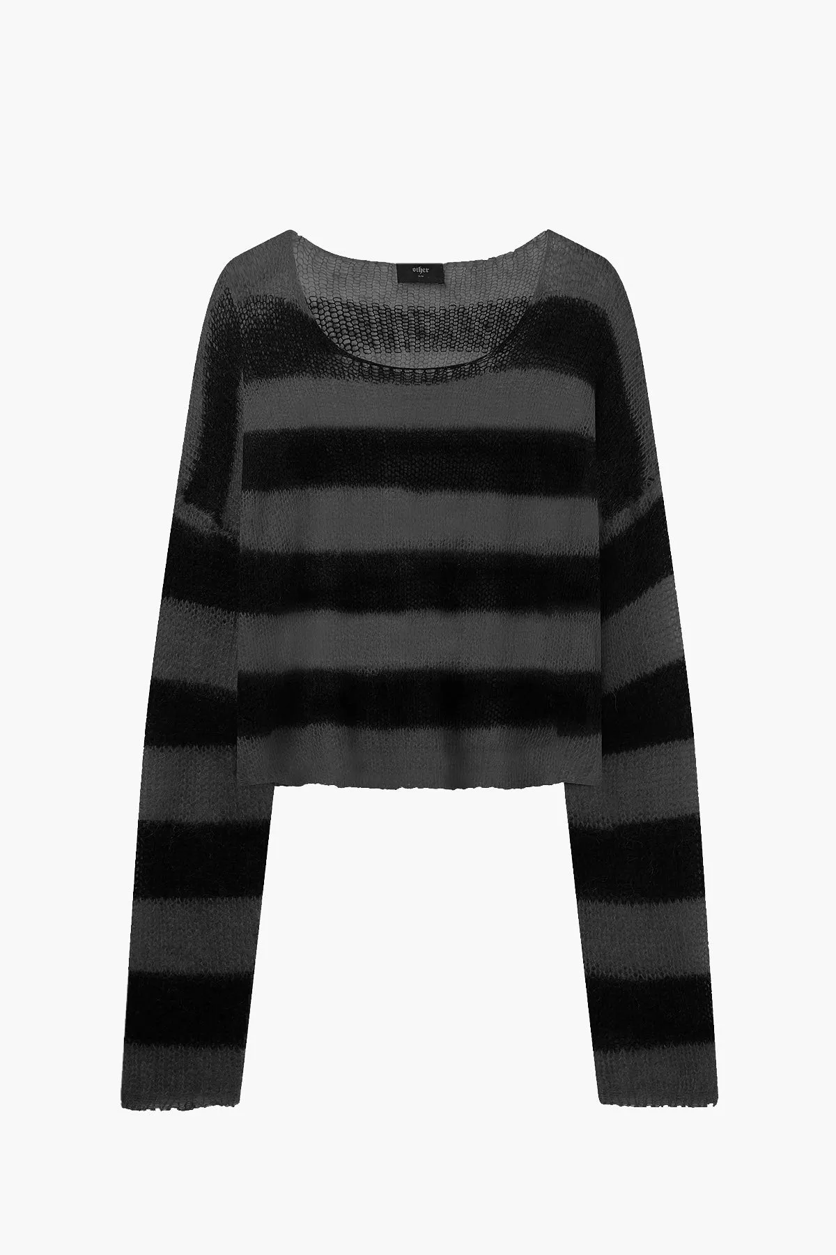 Cropped Navarro Jumper Grunge Stripe | Black & Grey