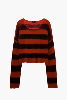 Cropped Navarro Jumper Grunge Stripe | Black & Red