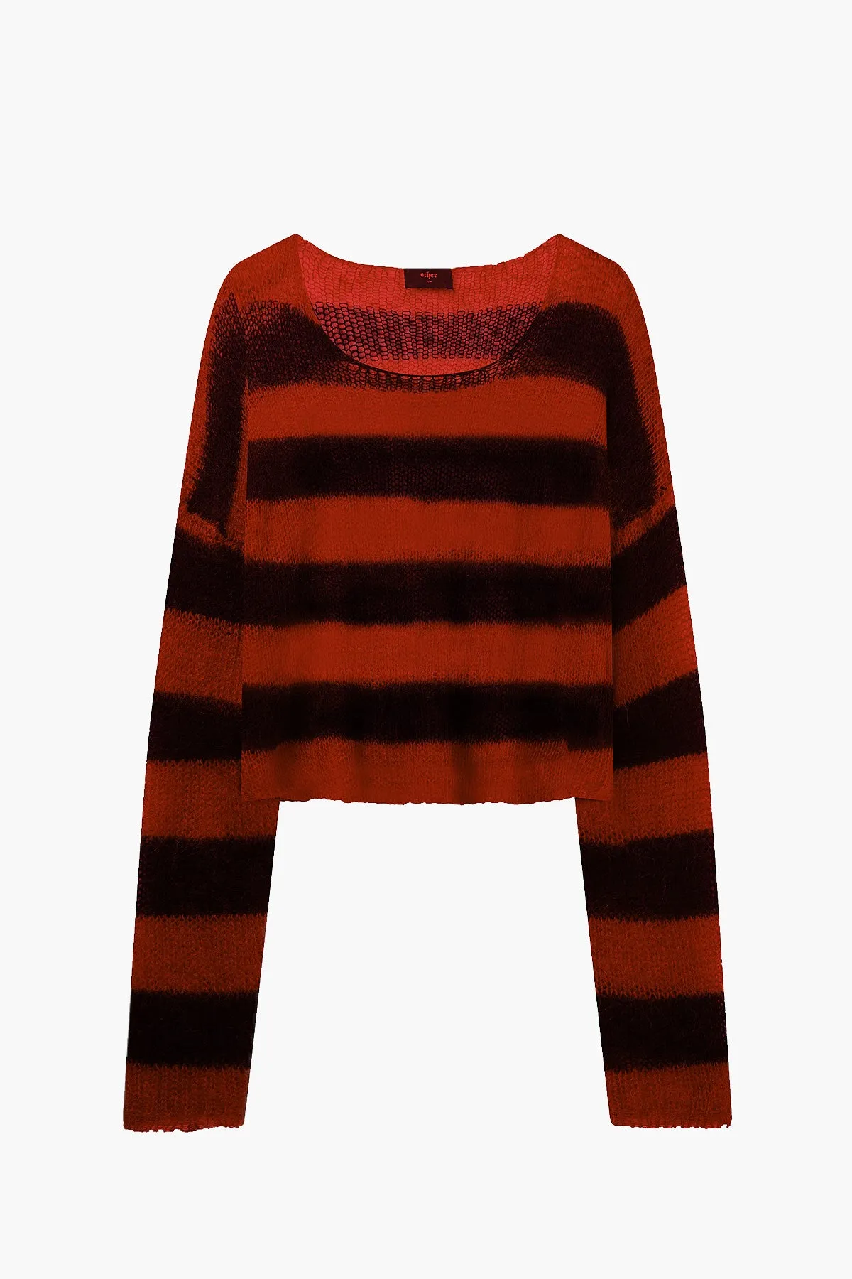 Cropped Navarro Jumper Grunge Stripe | Black & Red