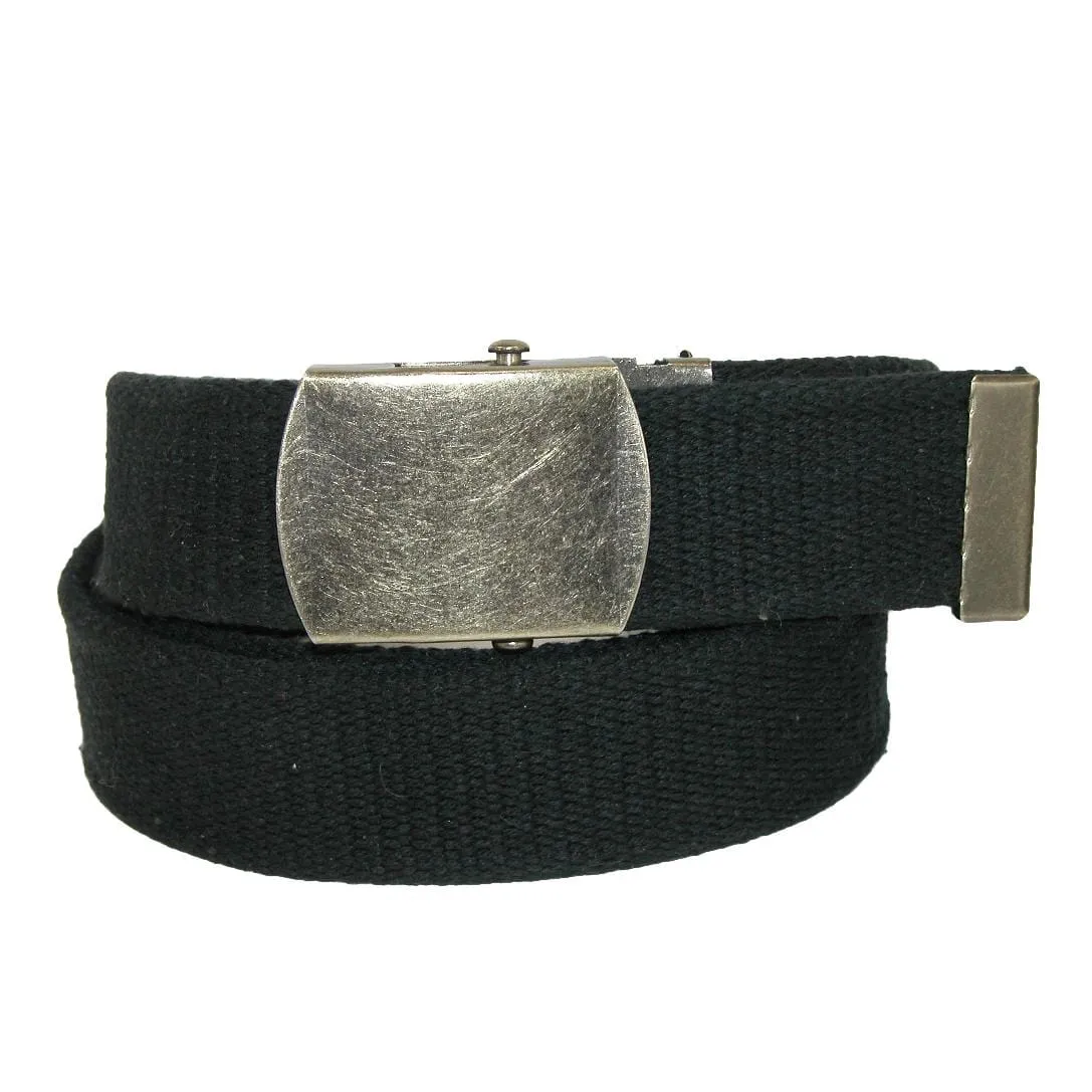 CTM® Cotton Web 1.5 Inch Adjustable Military Buckle Belt