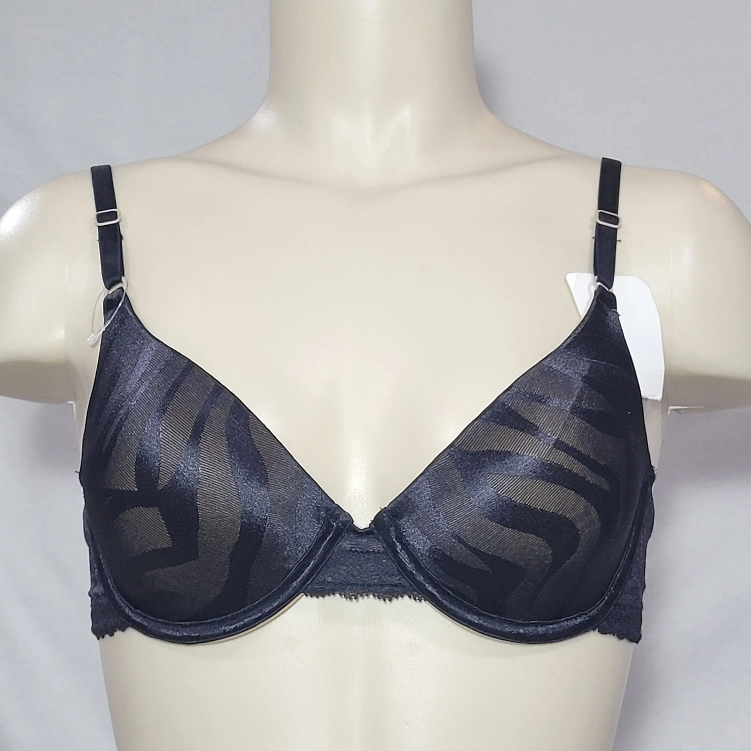 DISCONTINUED Maidenform 7122 One Fabulous Fit Jacquard Satin Underwire Bra 34C Black NWT