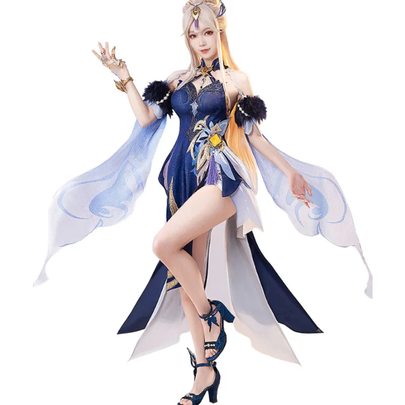 DokiDoki-SR Game Genshin Impact Ningguang New Skin Cosplay Orchid's Evening Gown Ning Guang Cosplay