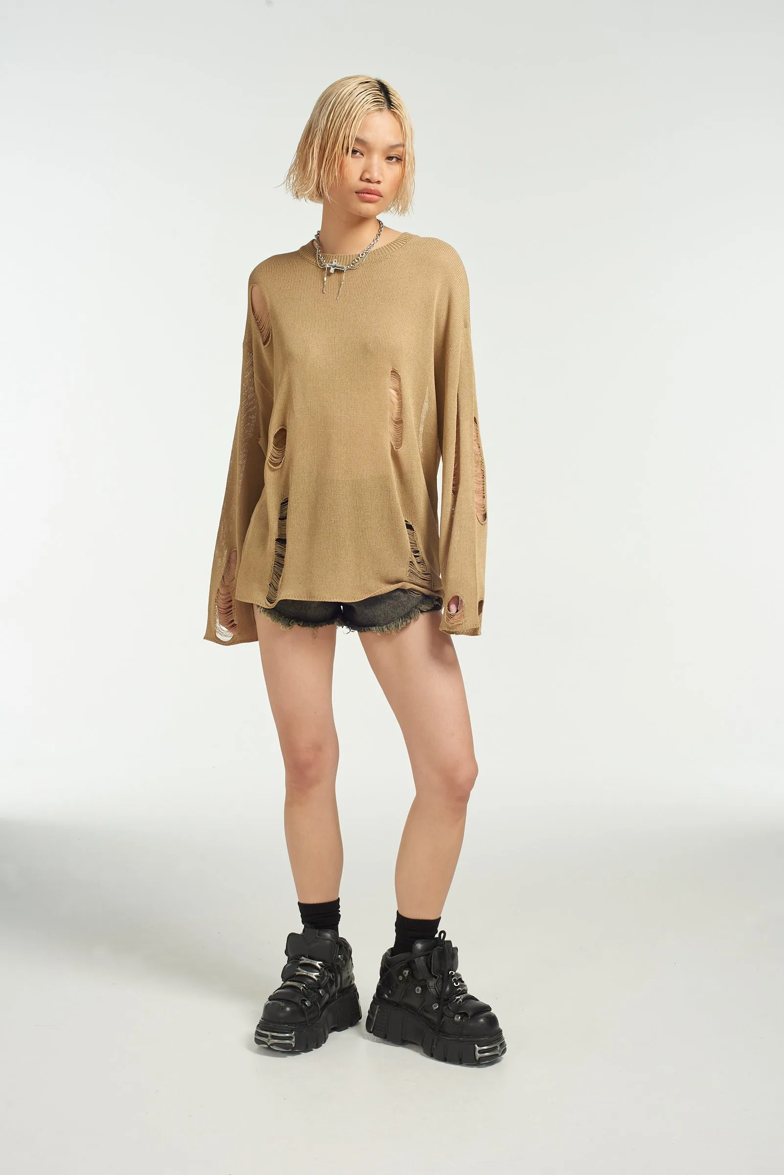 Drifter Distressed Open Knit Jumper