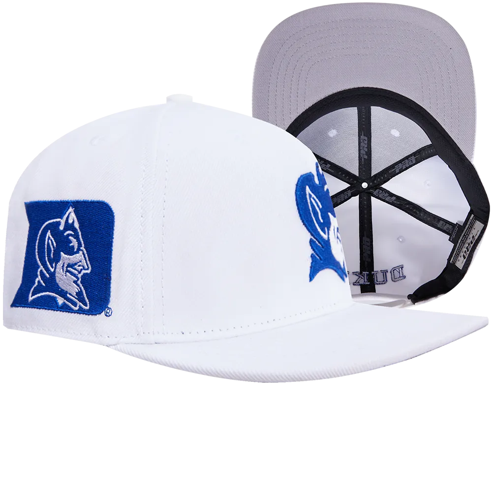 DUKE UNIVERSITY CLASSIC UNISEX PRIMARY LOGO WOOL SNAPBACK HAT (WHITE)