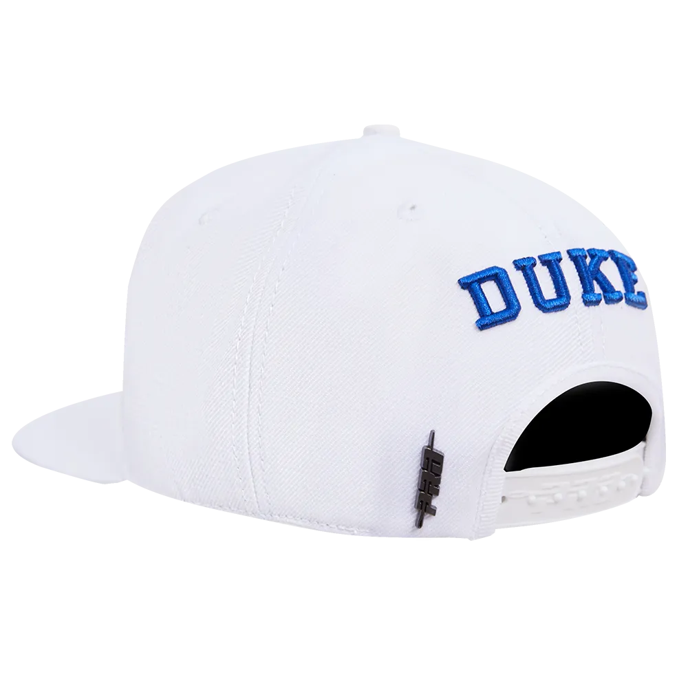 DUKE UNIVERSITY CLASSIC UNISEX PRIMARY LOGO WOOL SNAPBACK HAT (WHITE)