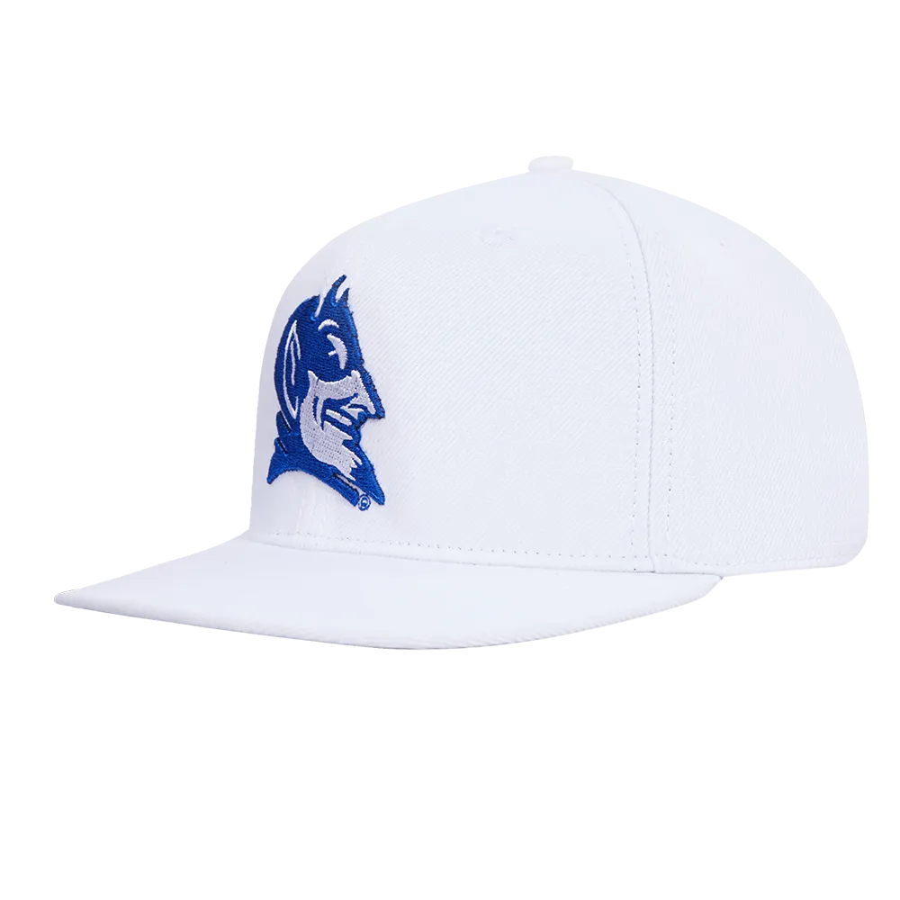 DUKE UNIVERSITY CLASSIC UNISEX PRIMARY LOGO WOOL SNAPBACK HAT (WHITE)