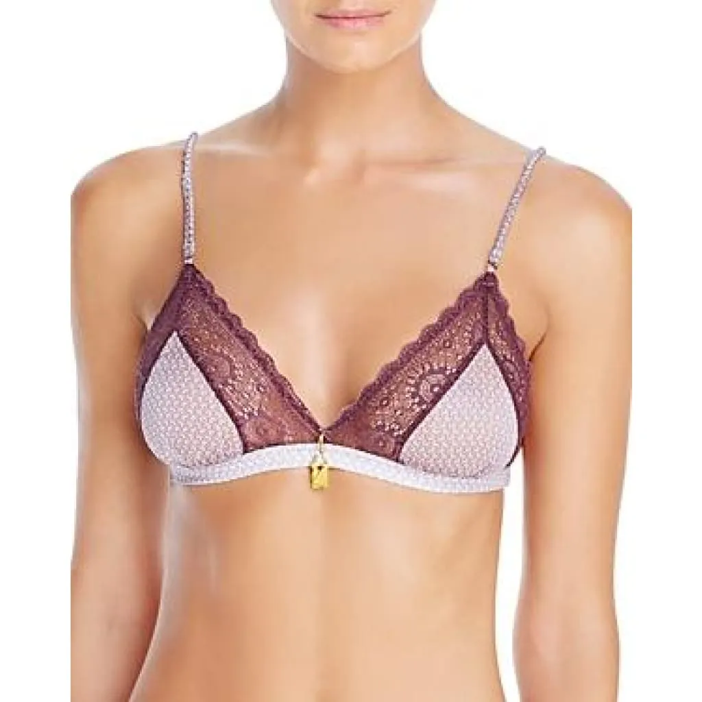 Elle Macpherson Intimates Breeze Triangle Soft Cup Bralette SMALL Purple Dust Dot