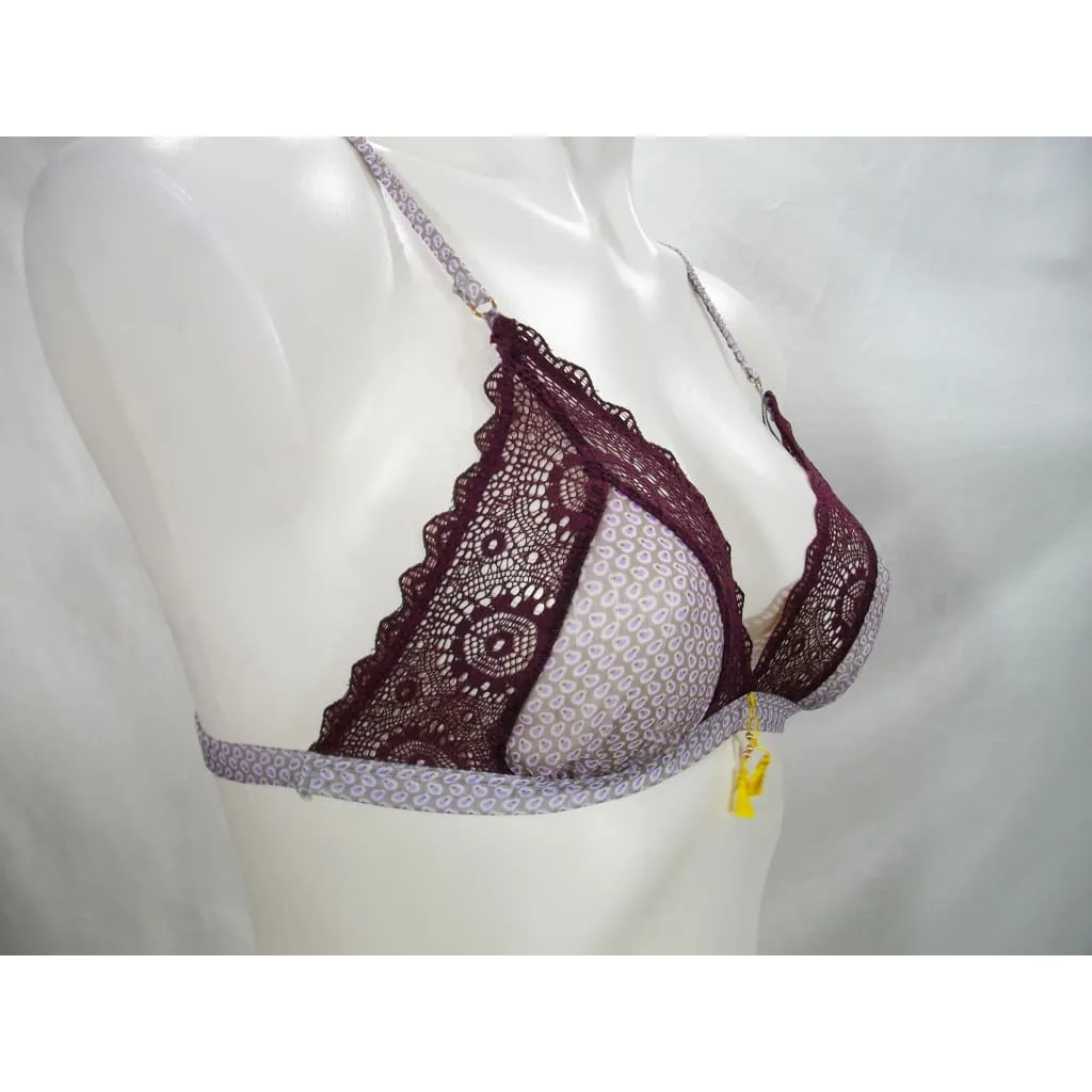 Elle Macpherson Intimates Breeze Triangle Soft Cup Bralette SMALL Purple Dust Dot