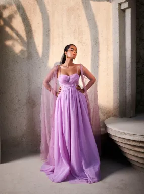 Eva Lavender Chiffon Corset Gown