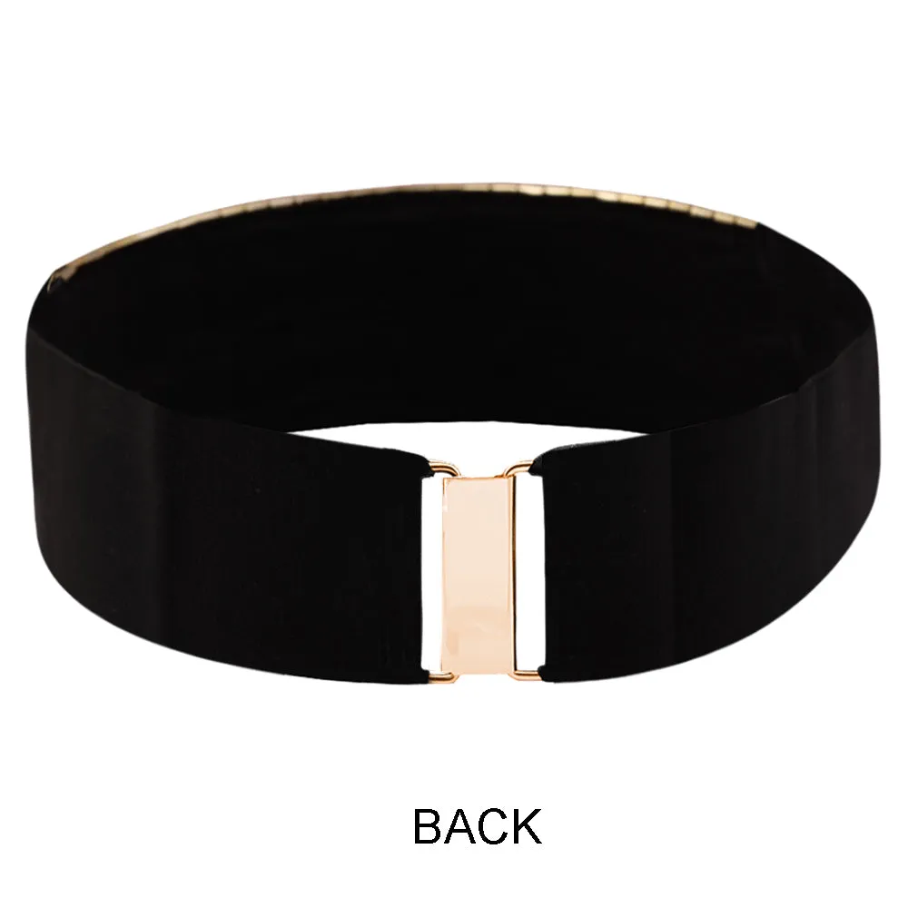 Eye-Catching Broad Shiny Designer Waist Metal Belt