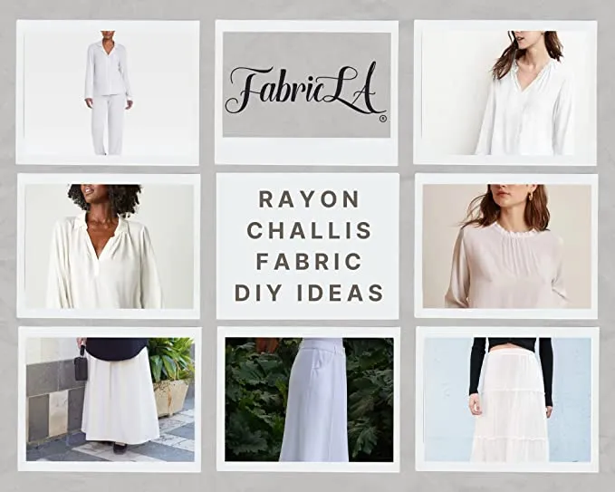 FabricLa Rayon Challis Fabric | White