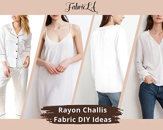 FabricLa Rayon Challis Fabric | White