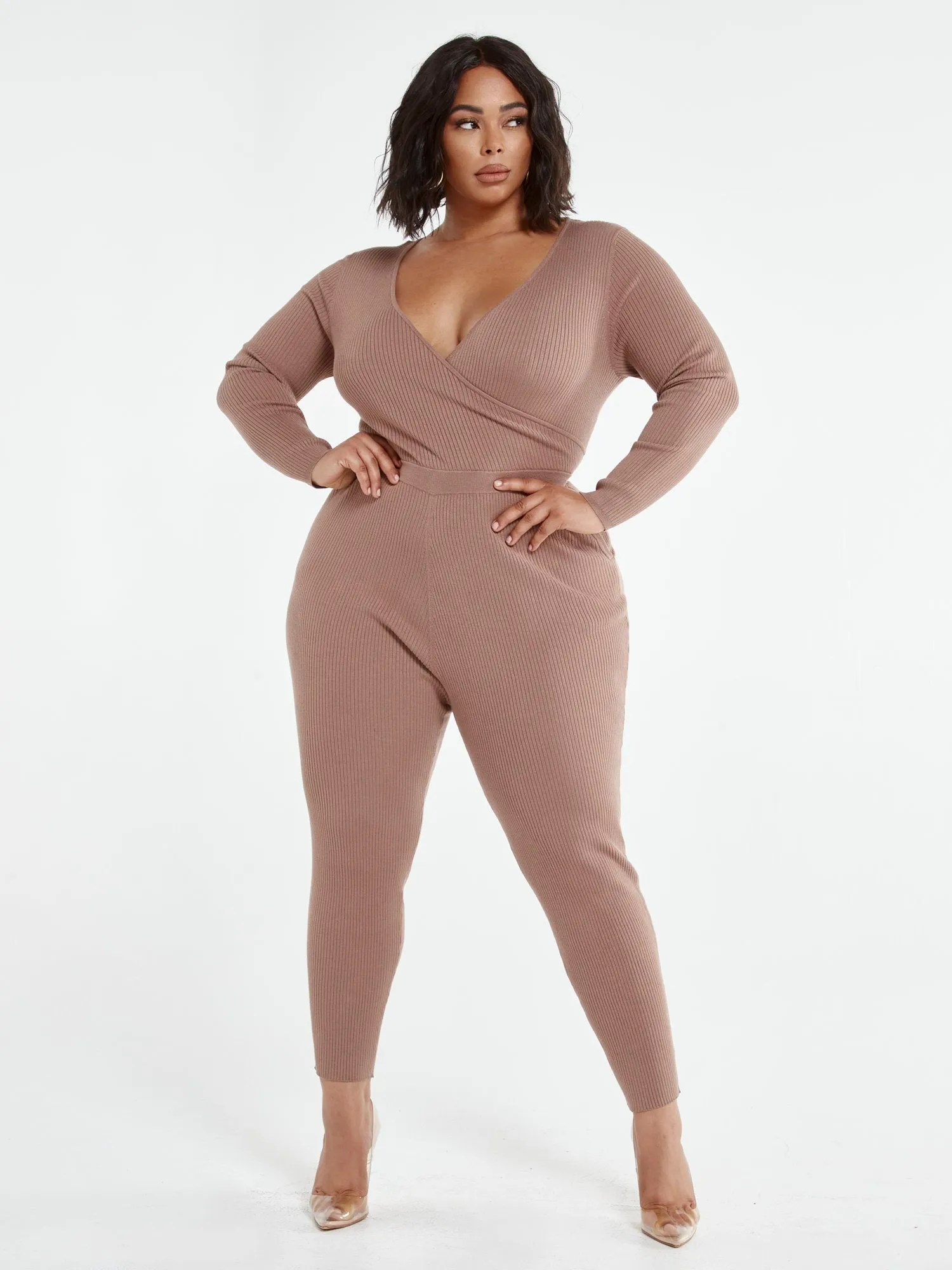 Farah Faux-Wrap Sweater Jumpsuit