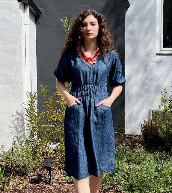 Fiji Dress - Indigo Linen