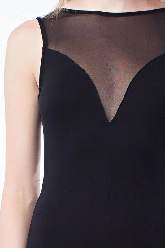 FINAL SALE-THE MYSTYLEMODE BLACK SWEETHEART MESH SLEEVELESS JUMPSUIT