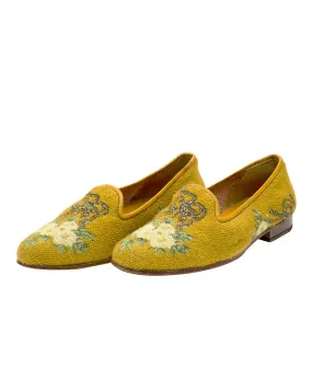 Floral Pattern Needlepoint Slippers