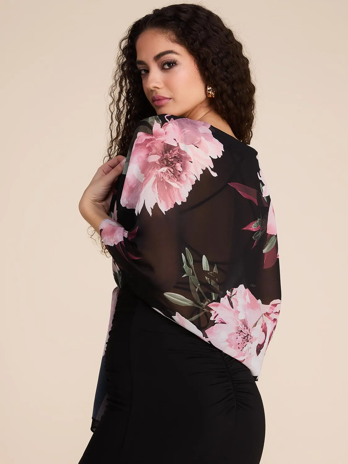 Floral Printed Chiffon Cover-Up