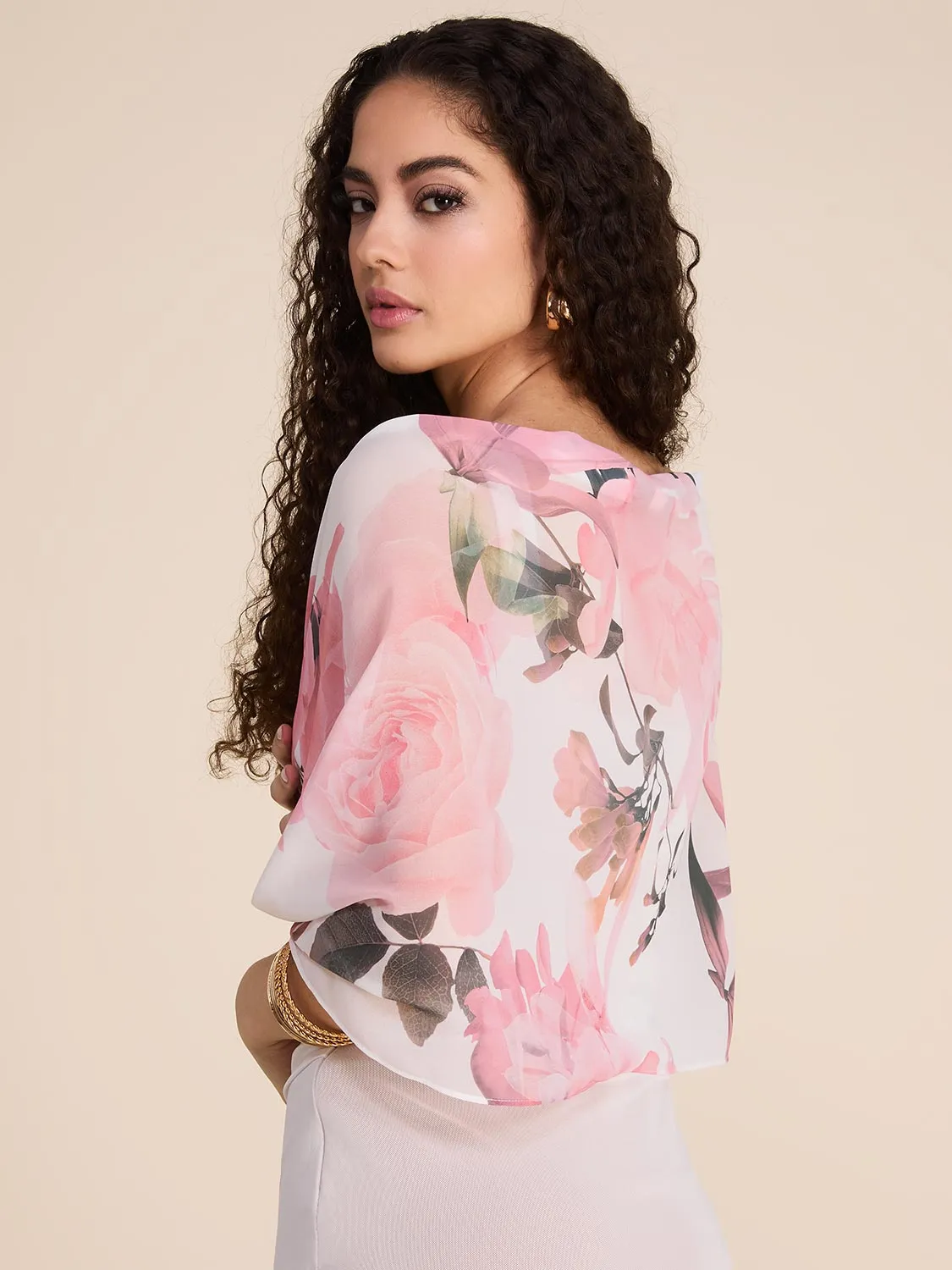 Floral Printed Chiffon Cover-Up