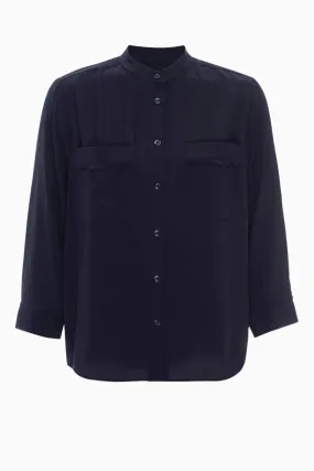 Frame Denim Scallop Trim Shirt - Navy