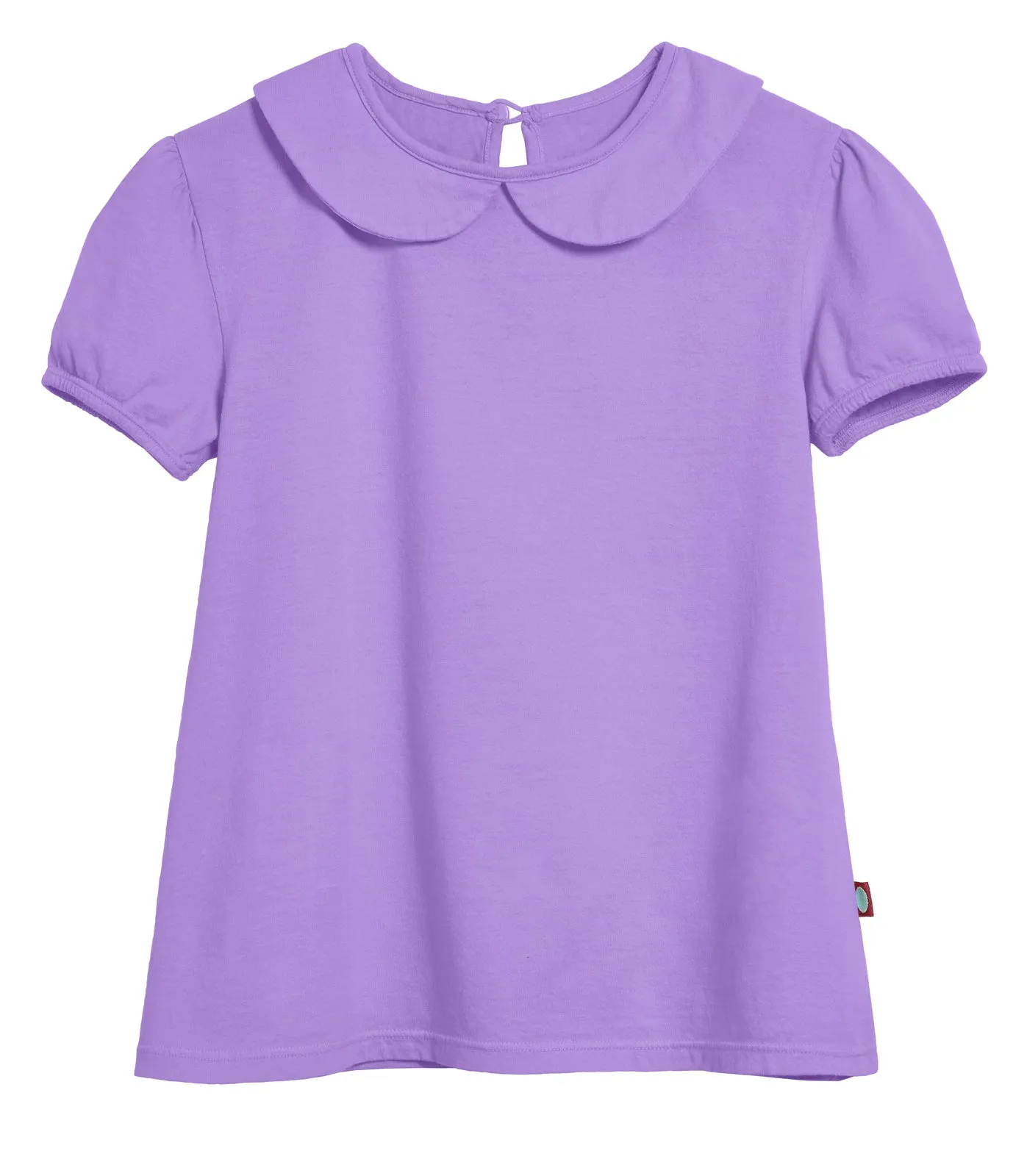 Girls Soft Cotton Jersey Peter Pan Collar Short Sleeve Puff Tee