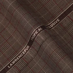 Glen Plaid Checks-Caramel Brown, Wool Blend, Tropical Exclusive Suiting Fabric