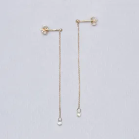 Gold Chain Drop Stud Earrings with Diamonds